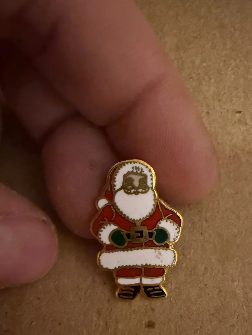 Santa Claus Red and White Enamel Brooch - Holiday Jewelry